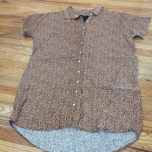 Tahari Leopard Print Linen Shirt dress